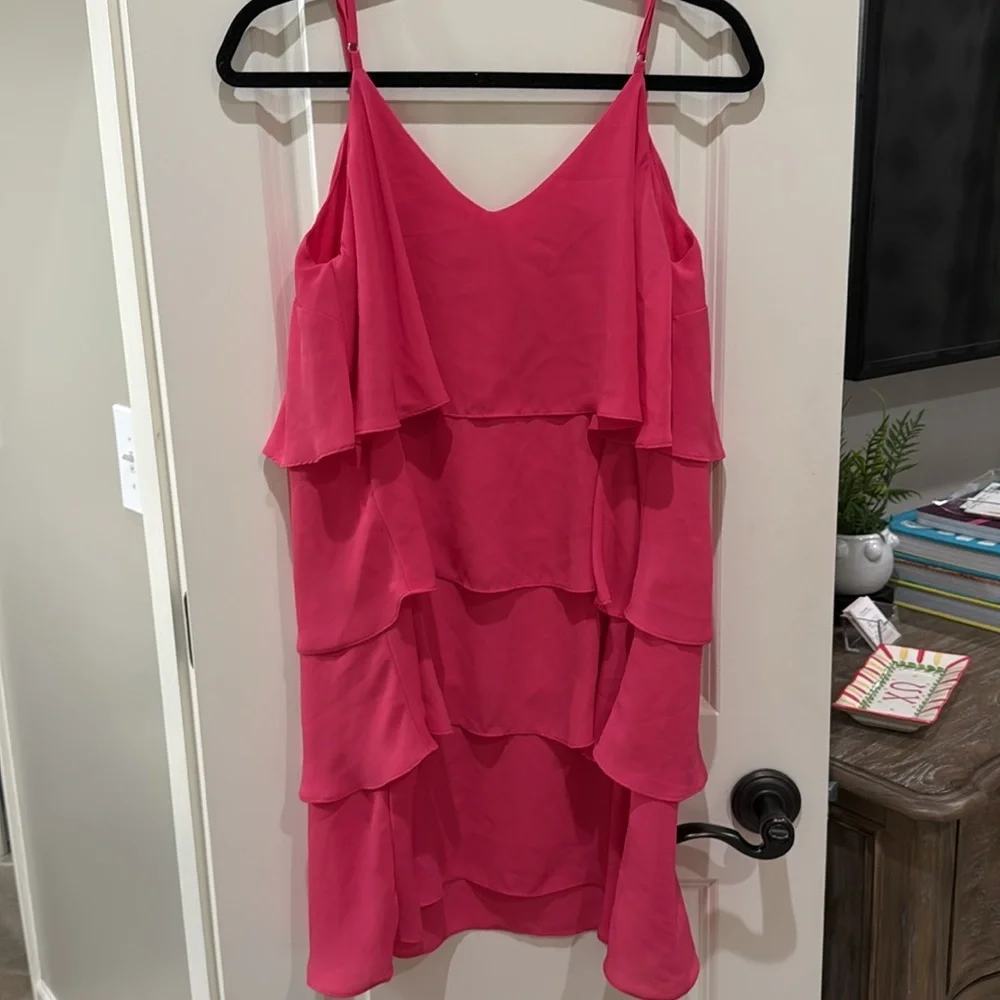 Pink Ruffled Tier Cocktail Dress - Picture 6 of 7